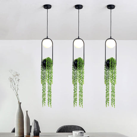 EcoOrb Glas Pendelleuchte | Pflanzenhalter Design | 1-flammige Hängeleuchte | Warmweiß & Weißlicht