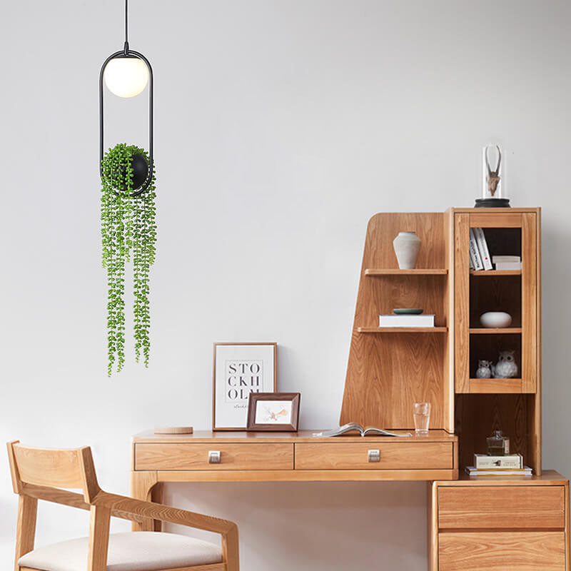 EcoOrb Glas Pendelleuchte | Pflanzenhalter Design | 1-flammige Hängeleuchte | Warmweiß & Weißlicht