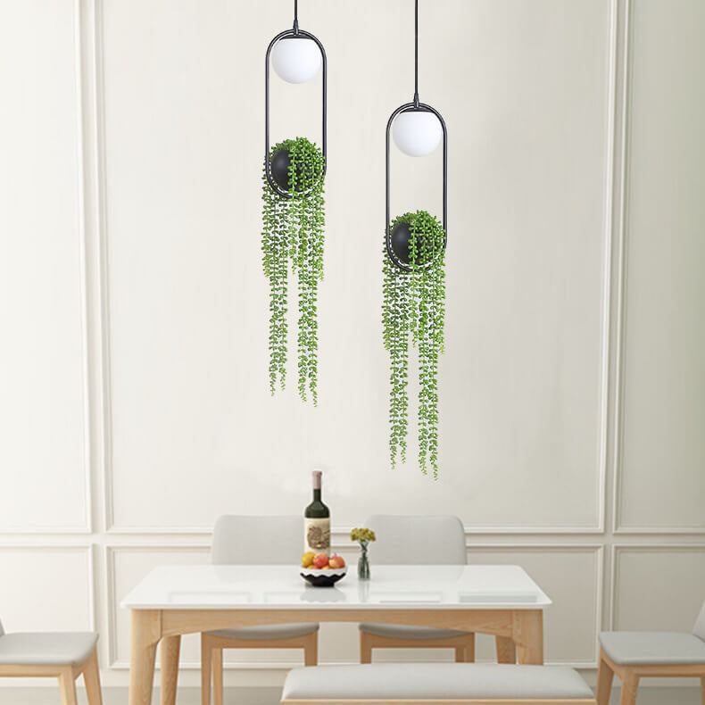 EcoOrb Glas Pendelleuchte | Pflanzenhalter Design | 1-flammige Hängeleuchte | Warmweiß & Weißlicht