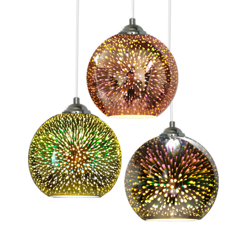 LumiSpark 3D Feuerwerk Pendelleuchte | Farbwechselndes Glas | Deko für Wohnzimmer & Esszimmer
