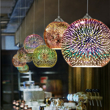 LumiSpark 3D Feuerwerk Pendelleuchte | Farbwechselndes Glas | Deko für Wohnzimmer & Esszimmer