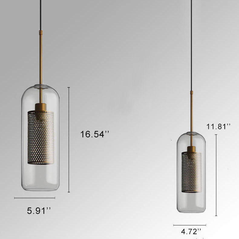 CyluGlow Pendelleuchte | Zylindrisches Klarglas-Design | 1-flammige Hängeleuchte | Minimalistischer Stil
