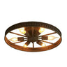 IronWheel Deckenleuchte | Industrielles Design mit 6 Leuchten | Flush-Mount Lampe | Schwarz & Rostfarben