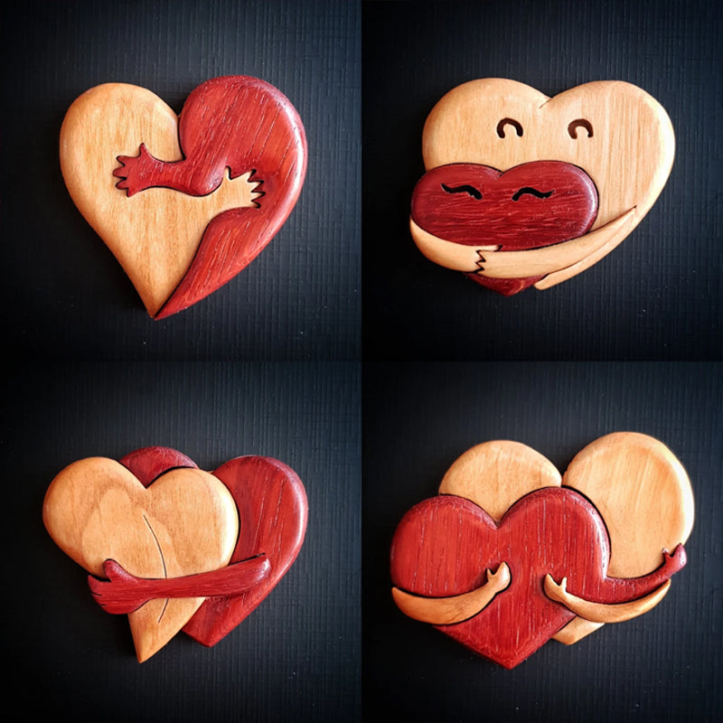 HeartCraft Liebevolle Herz-Anstecker aus Holz | Intarsien-Design | Nachhaltige Accessoires