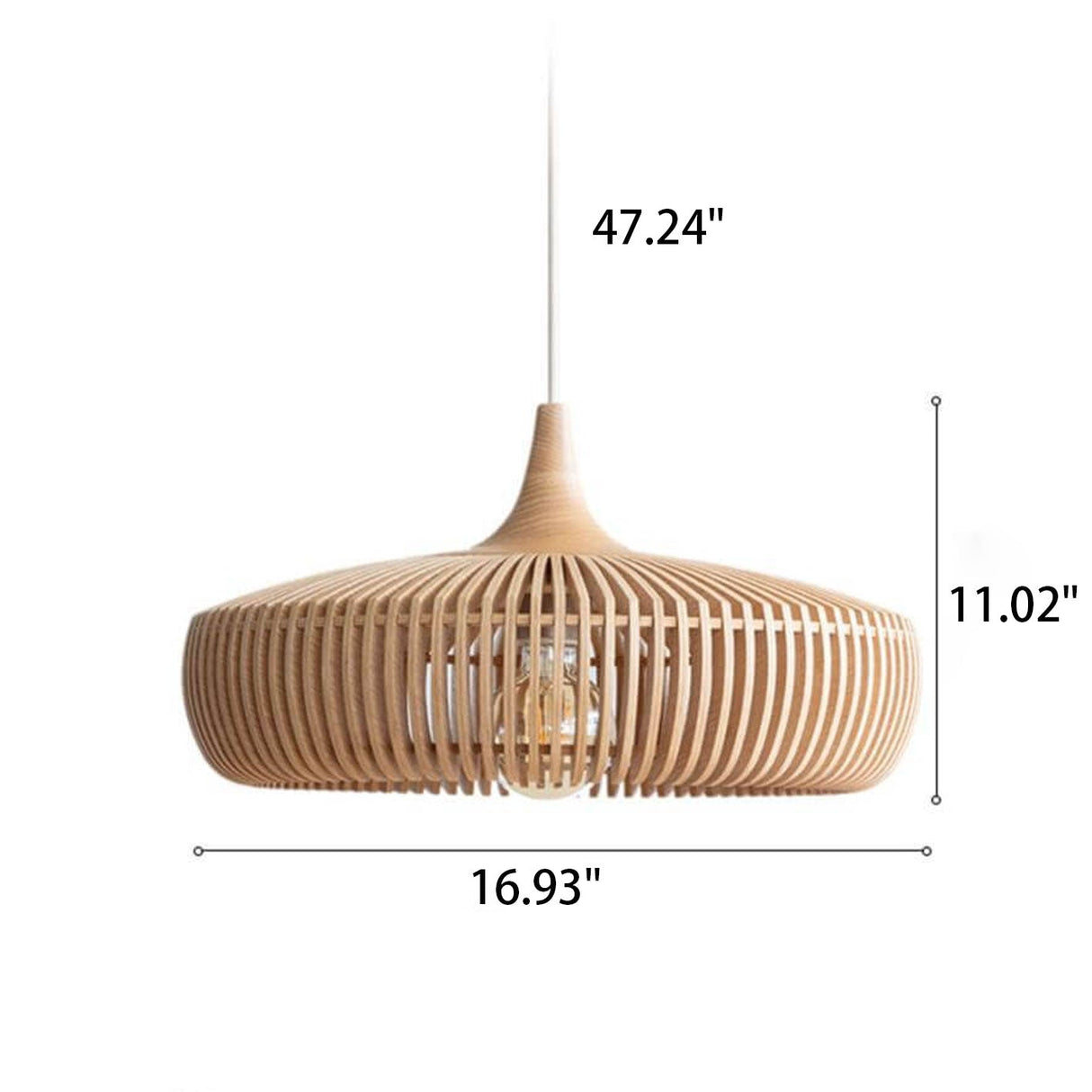 Lumivaro Nordic Vintage Pendelleuchte | Holzkuppel Design | 1-Licht Hängelampe | Perfekt für Esszimmer & Wohnzimmer