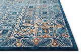 BlueBloom Vintage Teppich | Blumenmuster in Blau | Eleganz für Wohnzimmer & Flur | Pflegeleicht & Weich