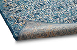 BlueBloom Vintage Teppich | Blumenmuster in Blau | Eleganz für Wohnzimmer & Flur | Pflegeleicht & Weich