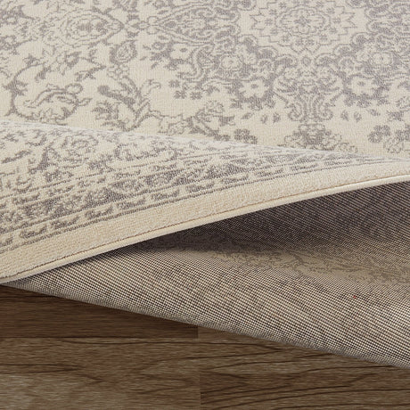 IvoryGrace Oriental Teppich | Design in Elfenbein & Grau | Pflegeleicht & Weich | Wohnzimmer & Flur