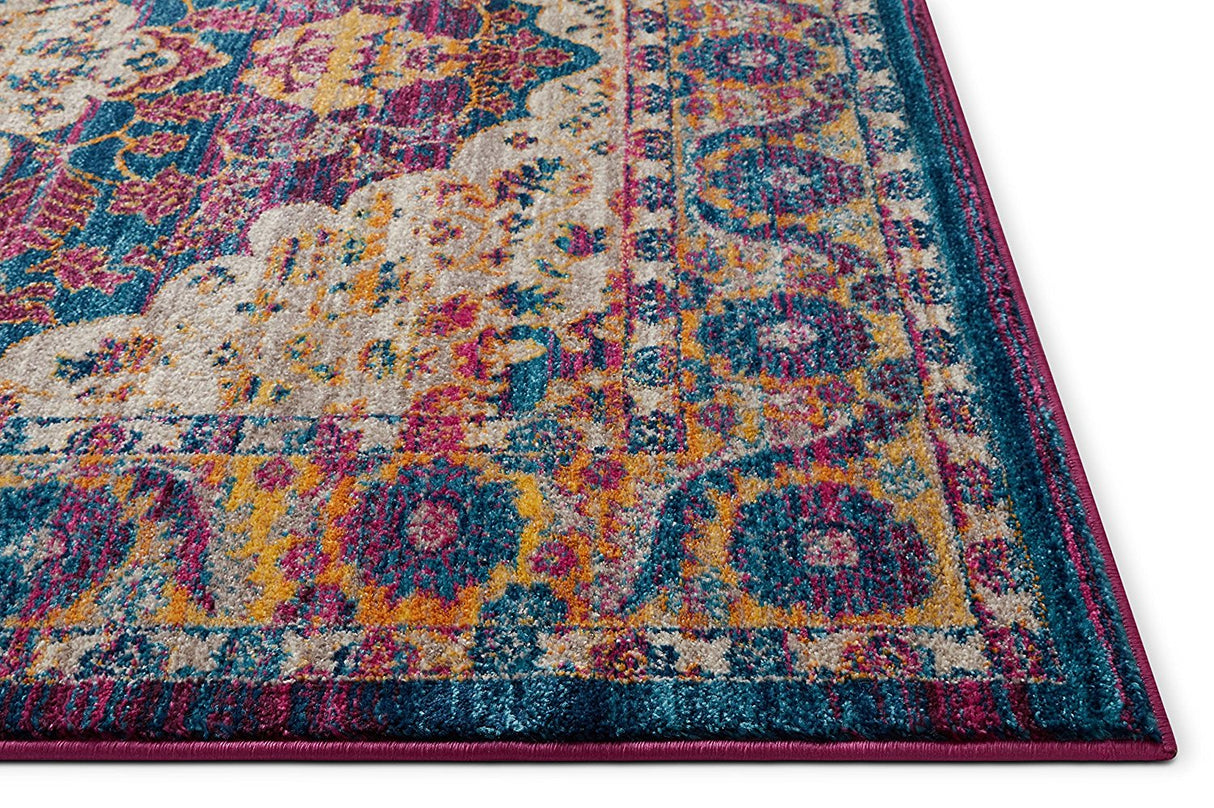 Lavendria Vintage Teppich | Medaillon-Design in Lavendel | Weich & Pflegeleicht | Wohnzimmer & Flur