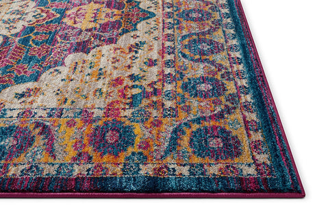Lavendria Vintage Teppich | Medaillon-Design in Lavendel | Weich & Pflegeleicht | Wohnzimmer & Flur