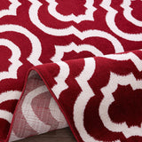 RubyTrellis Teppich | Spalier-Design in Rot & Elfenbein | Pflegeleicht & Modern | Perfekt für Wohnzimmer & Flur