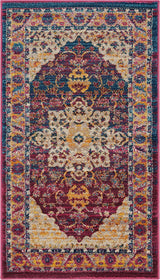 Lavendria Vintage Teppich | Medaillon-Design in Lavendel | Weich & Pflegeleicht | Wohnzimmer & Flur