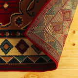 SierraBorder Southwest Teppich | Rot & Schwarz | Umrandeter Design-Teppich | Modern & Pflegeleicht