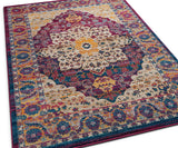 Lavendria Vintage Teppich | Medaillon-Design in Lavendel | Weich & Pflegeleicht | Wohnzimmer & Flur