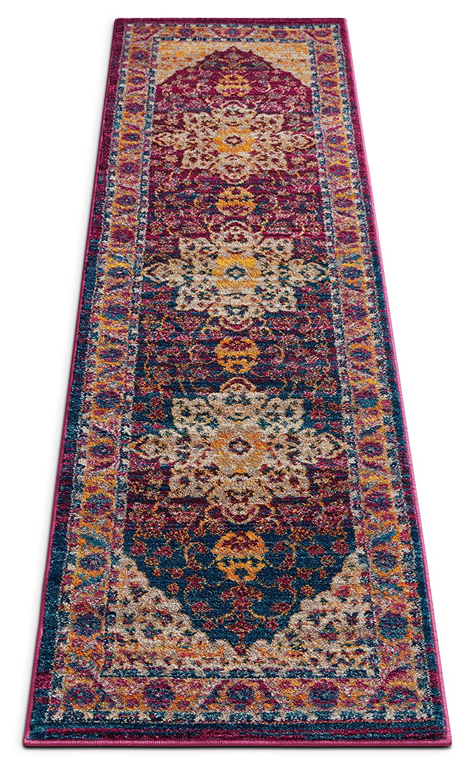Lavendria Vintage Teppich | Medaillon-Design in Lavendel | Weich & Pflegeleicht | Wohnzimmer & Flur