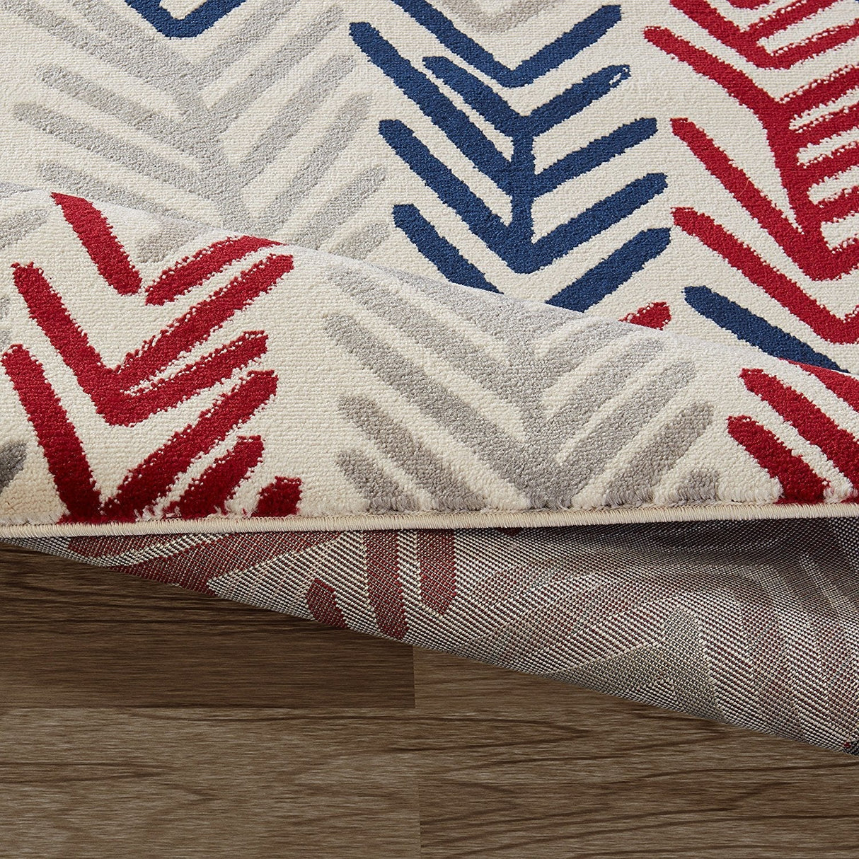 IvoryBloom Contemporary Teppich | Florales Design in Elfenbein, Navy, Grau & Rot | Pflegeleicht & Modern | Perfekt für Wohnzimmer & Flur