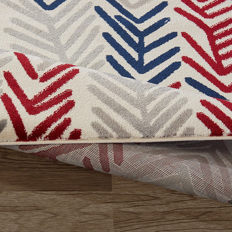 IvoryBloom Contemporary Teppich | Florales Design in Elfenbein, Navy, Grau & Rot | Pflegeleicht & Modern | Perfekt für Wohnzimmer & Flur