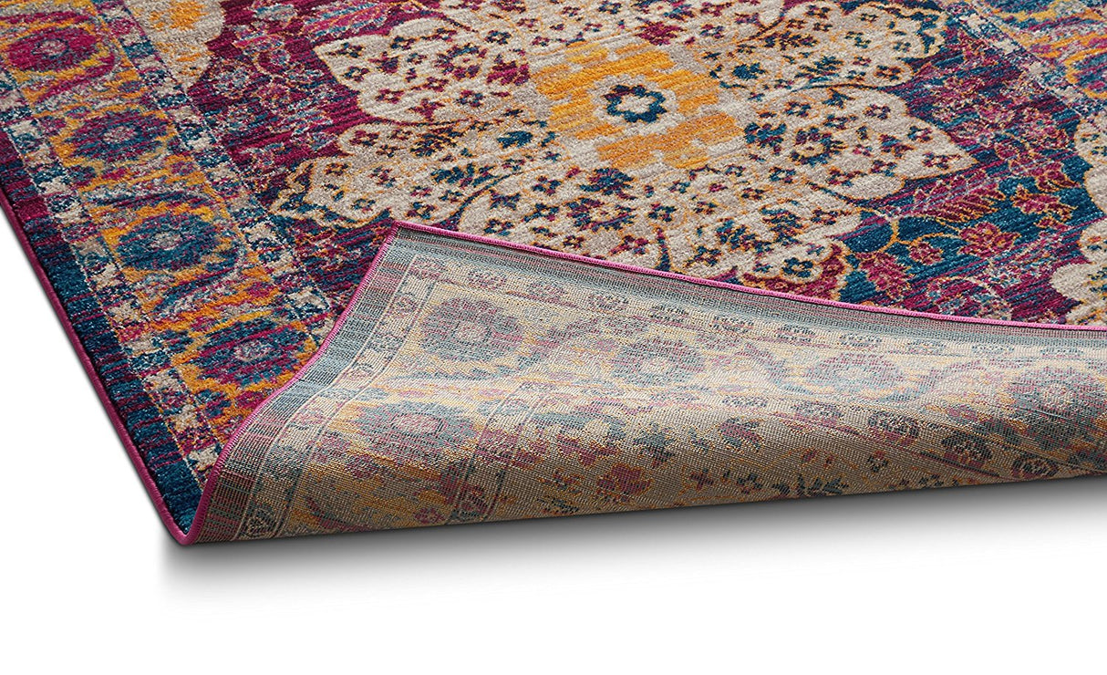 Lavendria Vintage Teppich | Medaillon-Design in Lavendel | Weich & Pflegeleicht | Wohnzimmer & Flur