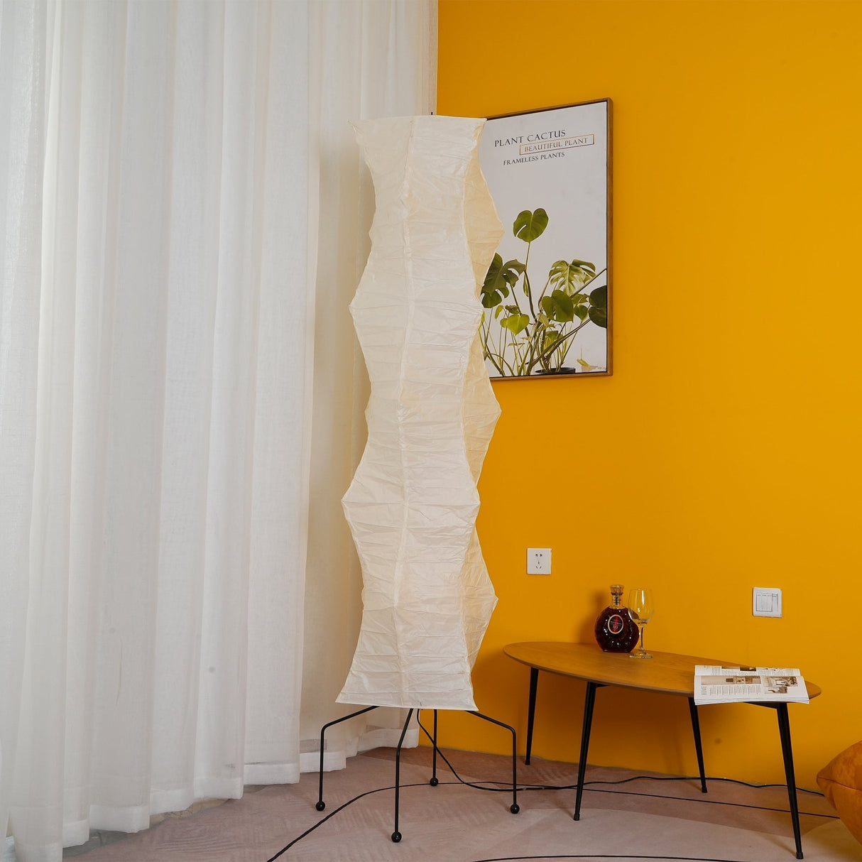 SereniLum Reispapier Stehlampe | Minimalistisches Design | Warmweißes LED-Licht | Nachhaltige Deko für Zuhause