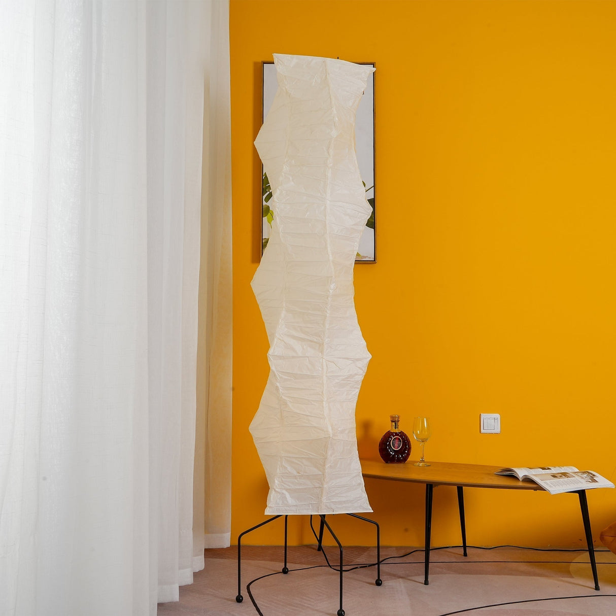 SereniLum Reispapier Stehlampe | Minimalistisches Design | Warmweißes LED-Licht | Nachhaltige Deko für Zuhause