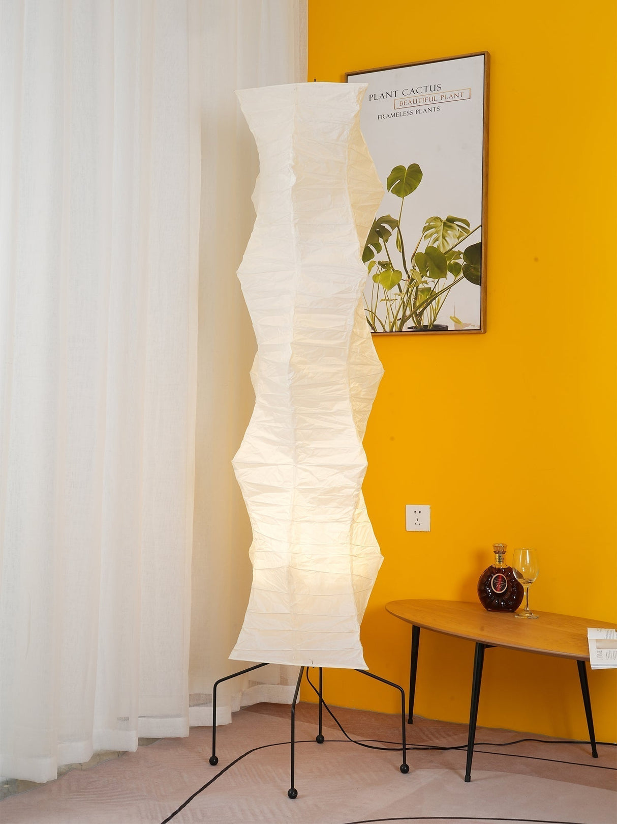 SereniLum Reispapier Stehlampe | Minimalistisches Design | Warmweißes LED-Licht | Nachhaltige Deko für Zuhause