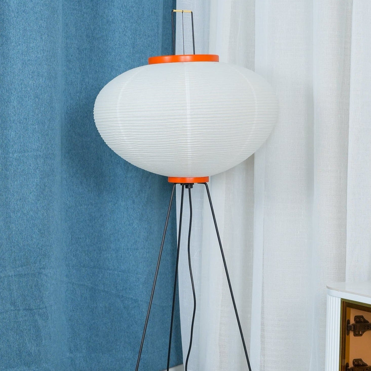 SereniLum Reispapier Stehlampe | Minimalistisches Design | Warmweißes LED-Licht | Nachhaltige Deko für Zuhause