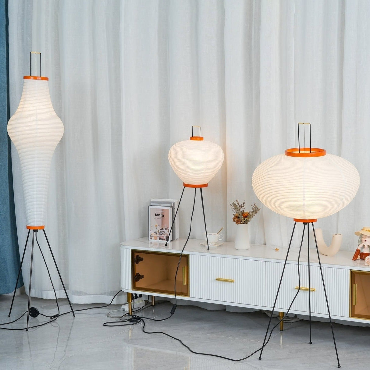 SereniLum Reispapier Stehlampe | Minimalistisches Design | Warmweißes LED-Licht | Nachhaltige Deko für Zuhause