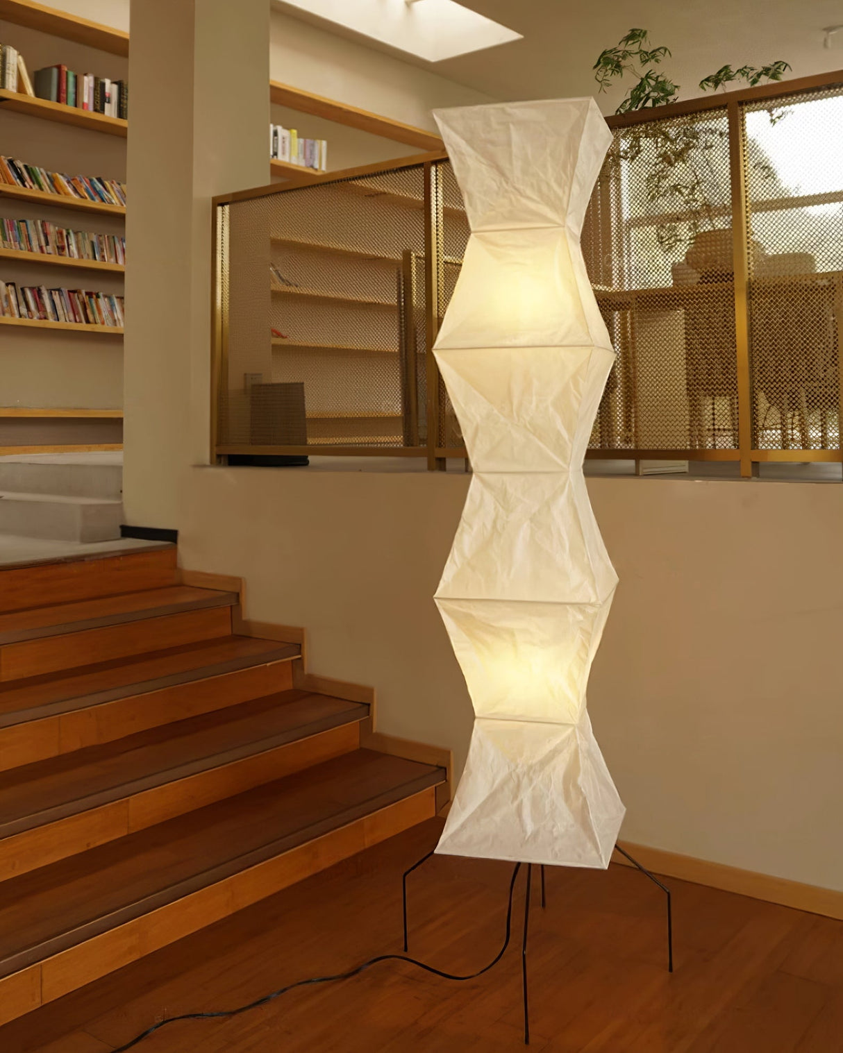 SereniLum Reispapier Stehlampe | Minimalistisches Design | Warmweißes LED-Licht | Nachhaltige Deko für Zuhause