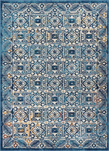 BlueBloom Vintage Teppich | Blumenmuster in Blau | Eleganz für Wohnzimmer & Flur | Pflegeleicht & Weich