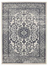 NavyGrace Oriental Teppich | Design in Elfenbein & Navy | Pflegeleicht & Weich | Perfekt für Wohnzimmer & Flur
