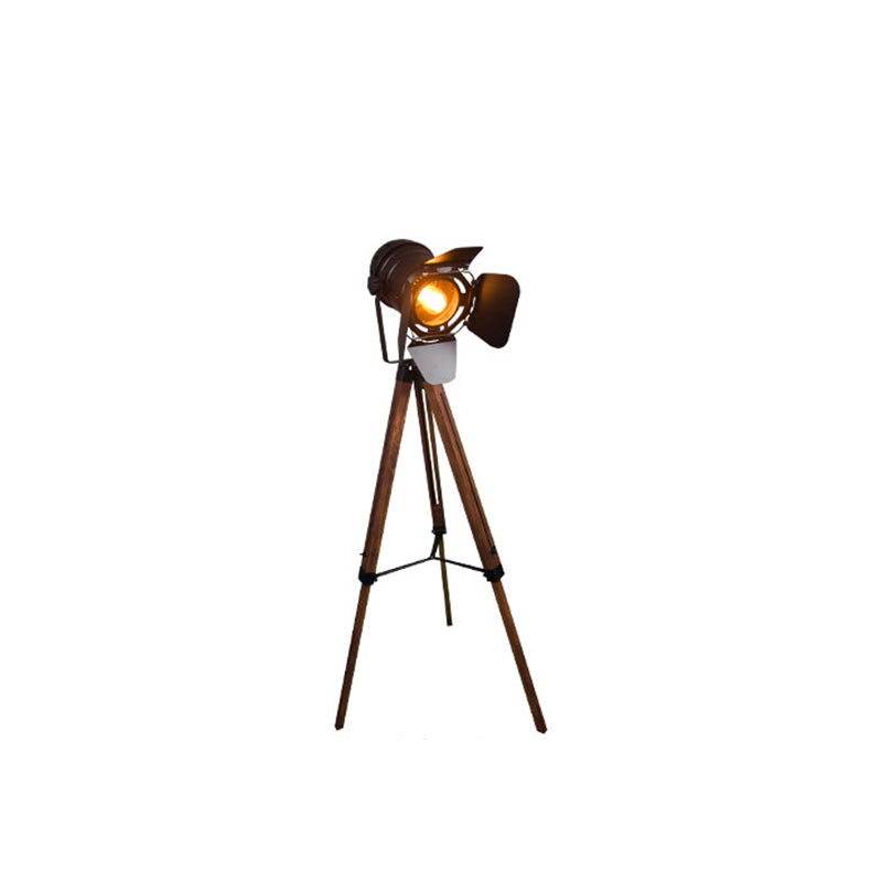 CamLume Stehlampe | Kamerainspiriertes Design | Eisen & Holz | 1 Licht | Perfekt für Wohnzimmer