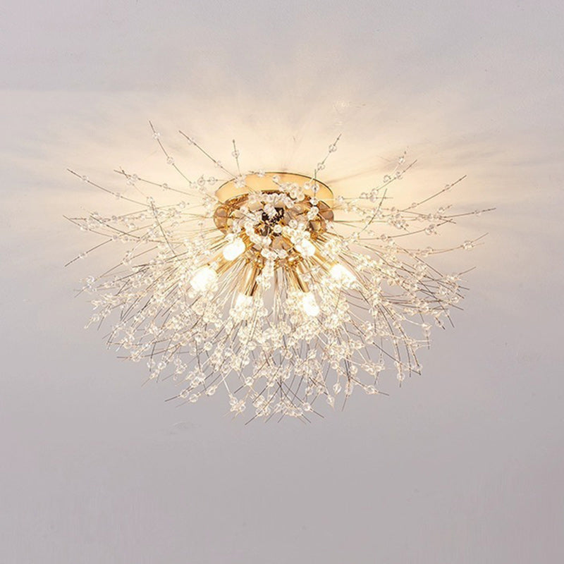 GlareBliss Deckenleuchte | Löwenzahn-Design | Eisen & Kristall | 4-8 Lichter | Modern & Luxuriös für Wohnzimmer
