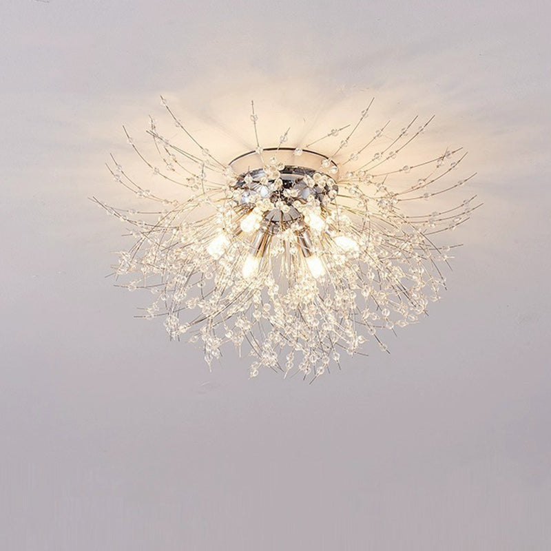 GlareBliss Deckenleuchte | Löwenzahn-Design | Eisen & Kristall | 4-8 Lichter | Modern & Luxuriös für Wohnzimmer