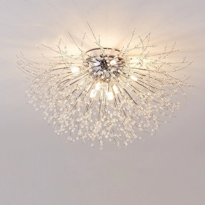 GlareBliss Deckenleuchte | Löwenzahn-Design | Eisen & Kristall | 4-8 Lichter | Modern & Luxuriös für Wohnzimmer