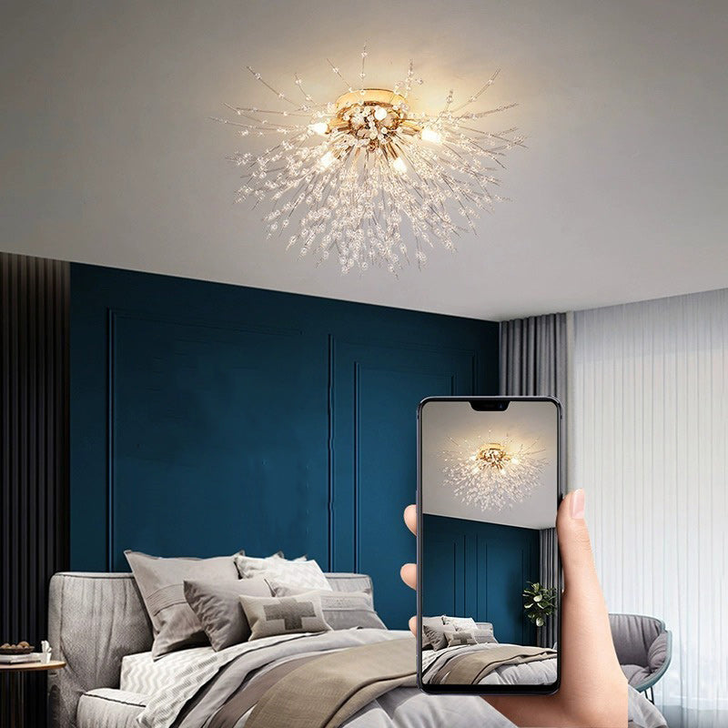 GlareBliss Deckenleuchte | Löwenzahn-Design | Eisen & Kristall | 4-8 Lichter | Modern & Luxuriös für Wohnzimmer