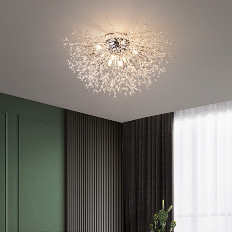 GlareBliss Deckenleuchte | Löwenzahn-Design | Eisen & Kristall | 4-8 Lichter | Modern & Luxuriös für Wohnzimmer