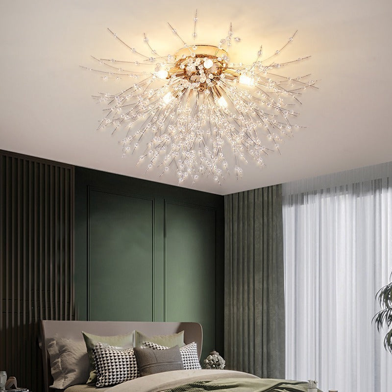 GlareBliss Deckenleuchte | Löwenzahn-Design | Eisen & Kristall | 4-8 Lichter | Modern & Luxuriös für Wohnzimmer