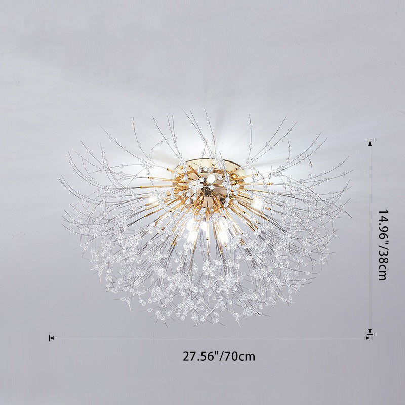 GlareBliss Deckenleuchte | Löwenzahn-Design | Eisen & Kristall | 4-8 Lichter | Modern & Luxuriös für Wohnzimmer