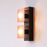 IronGleam Wandleuchte | Rechteckiger Eisenschirm | 2 Lichter | Retro-Stil für Wohnzimmer