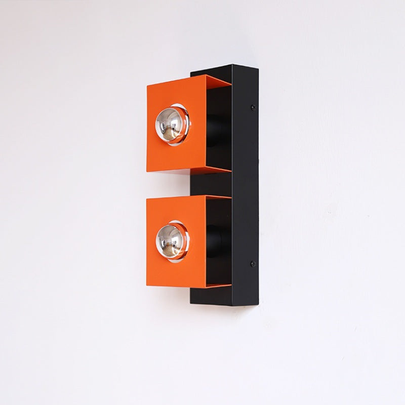 IronGleam Wandleuchte | Rechteckiger Eisenschirm | 2 Lichter | Retro-Stil für Wohnzimmer