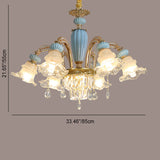 RegaliaBloom Kronleuchter | Europäisches Design | Kristall & Keramik | 6-12 Lichter | Stilvoll für Wohnzimmer