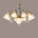 RegaliaBloom Kronleuchter | Europäisches Design | Kristall & Keramik | 6-12 Lichter | Stilvoll für Wohnzimmer