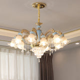 RegaliaBloom Kronleuchter | Europäisches Design | Kristall & Keramik | 6-12 Lichter | Stilvoll für Wohnzimmer