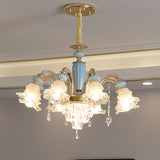 RegaliaBloom Kronleuchter | Europäisches Design | Kristall & Keramik | 6-12 Lichter | Stilvoll für Wohnzimmer
