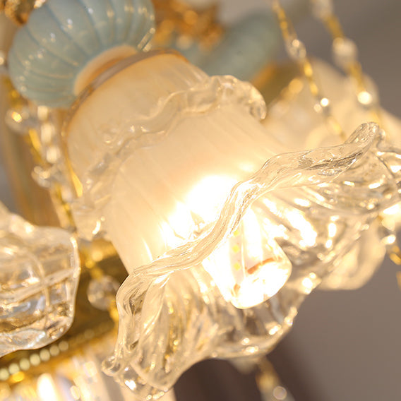 RegaliaBloom Kronleuchter | Europäisches Design | Kristall & Keramik | 6-12 Lichter | Stilvoll für Wohnzimmer