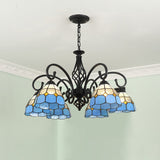 VitraGleam Tiffany Hängelampe | Konischer Buntglas Kronleuchter | 3/5/6/8 Lichter | Wohnzimmer Eleganz
