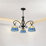 VitraGleam Tiffany Hängelampe | Konischer Buntglas Kronleuchter | 3/5/6/8 Lichter | Wohnzimmer Eleganz