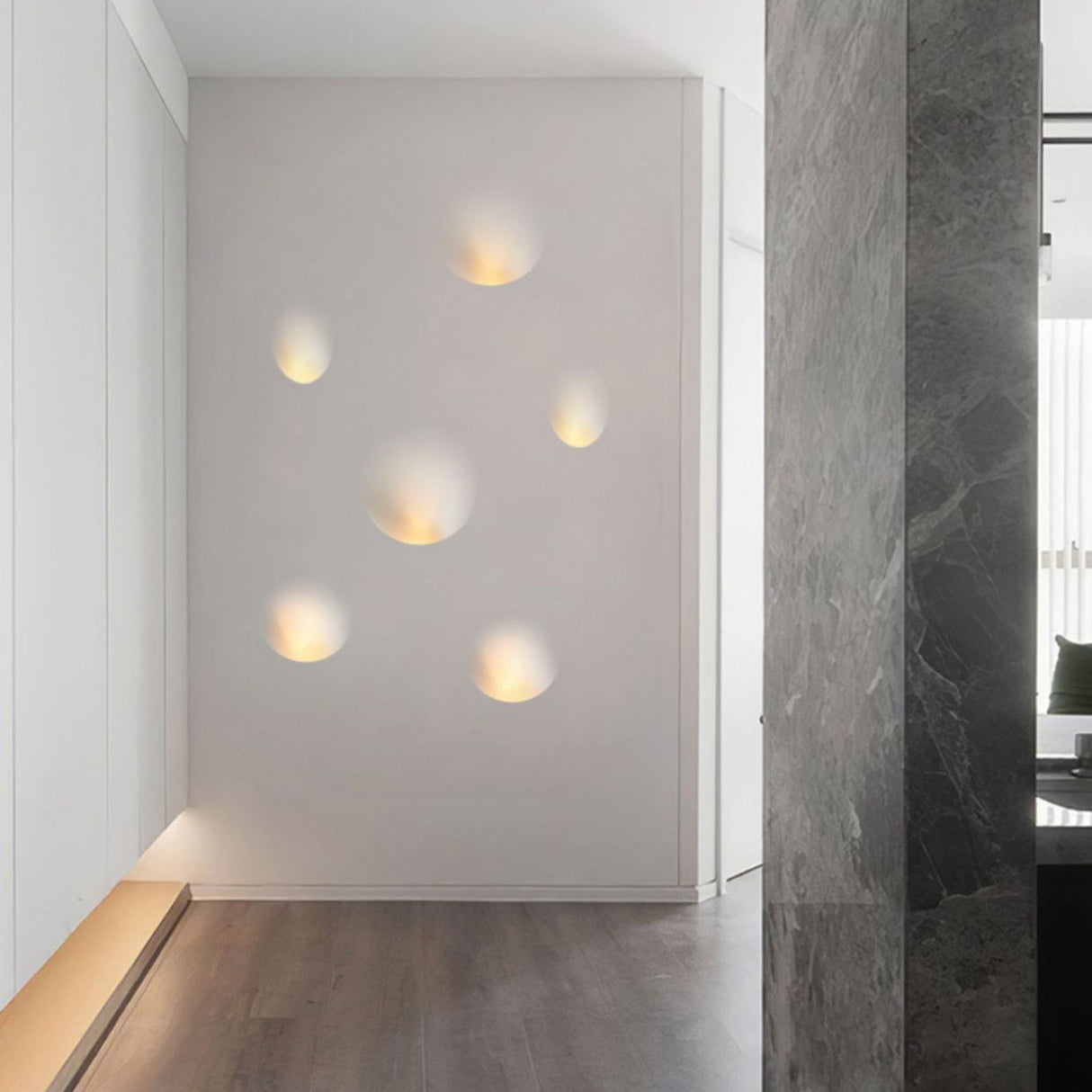 Plastrova Wandlampe | Minimalistisches Design | Eingebaute Gipsleuchte | Runde Wandleuchte