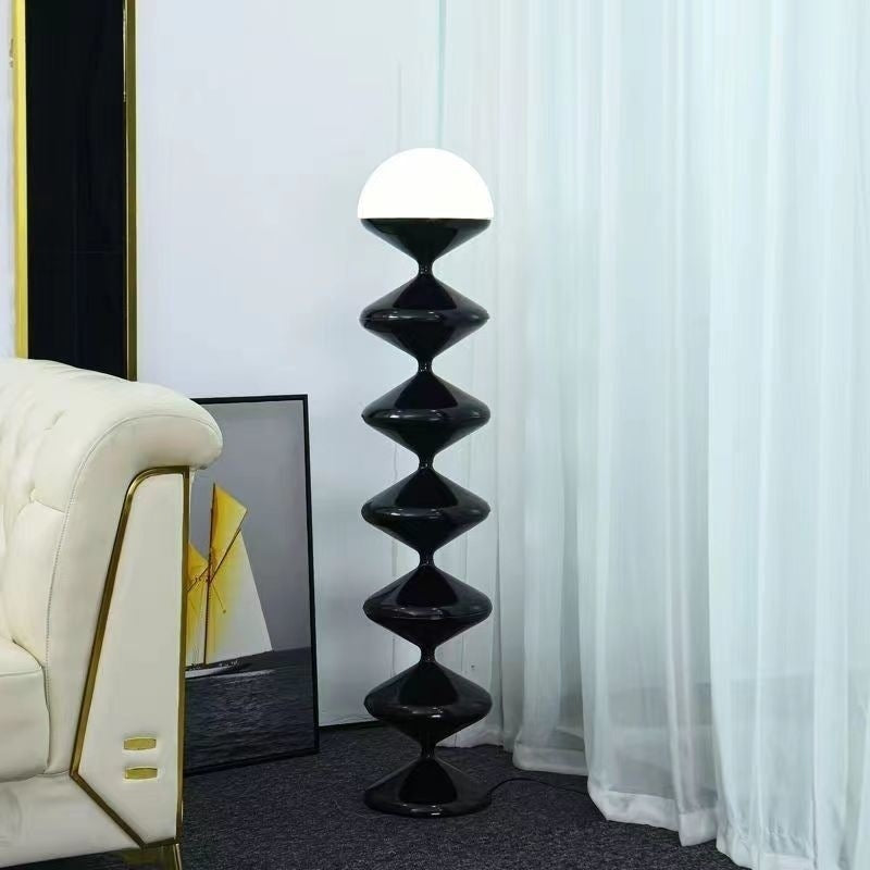 LumierElegance Stehlampe | Französisches Kürbisdesign | Eisen & Acryl | 1 Licht | Perfekt für Wohnzimmer
