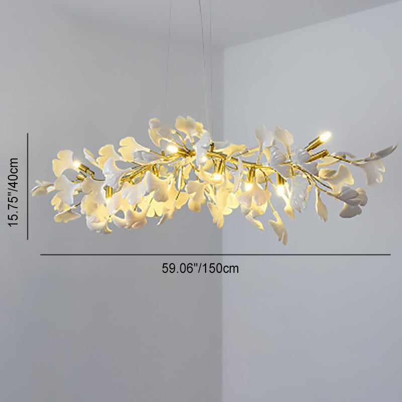 FleurÉtoile Kronleuchter | Französisches Ginkgo-Design | Runde & Lineare Optionen | 6-12 Lichter | Luxuriös für Schlafzimmer